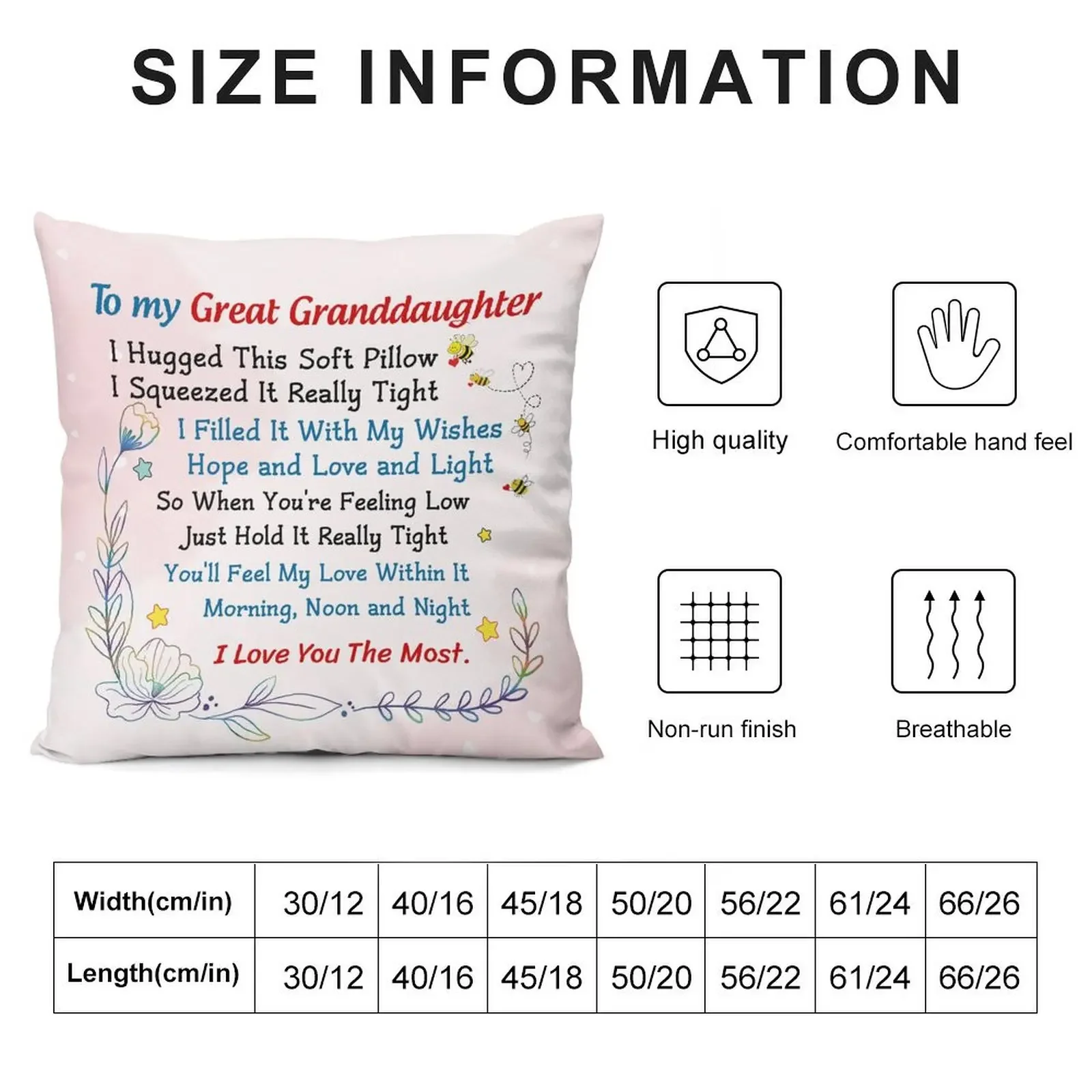 To My Great Granddaughter Pillow From Great Grandma I Hug This Soft Throw Pillow autumn pillowcase Cusions Cover pillow