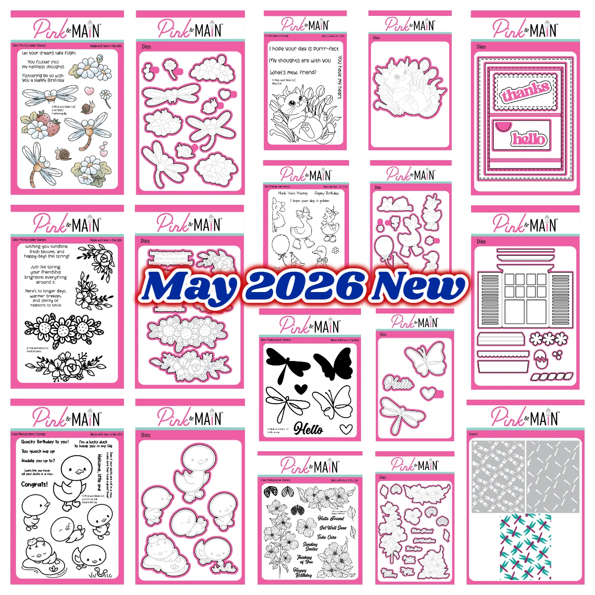 Pink&MAIN Fresh Blooms Friends Metal Cutting Dies and Clear Stamps DIY Scrapbooking Stencil Paper Card Handmade Album Decorative