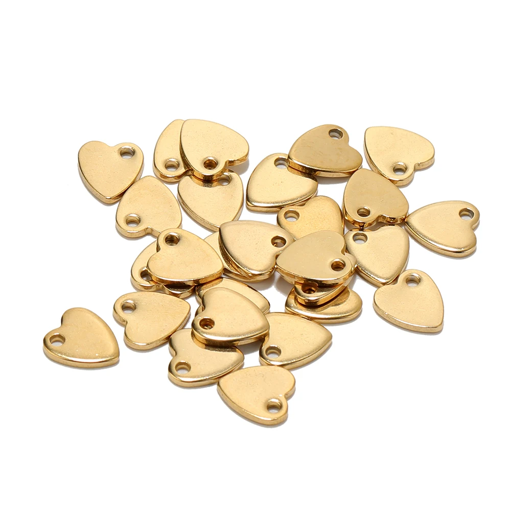 20pcs Stainless Steel Small Flat Heart Pendant Charms for DIY Jewelry Making Necklace Ornaments Bracelet End Tail Charm Supplies