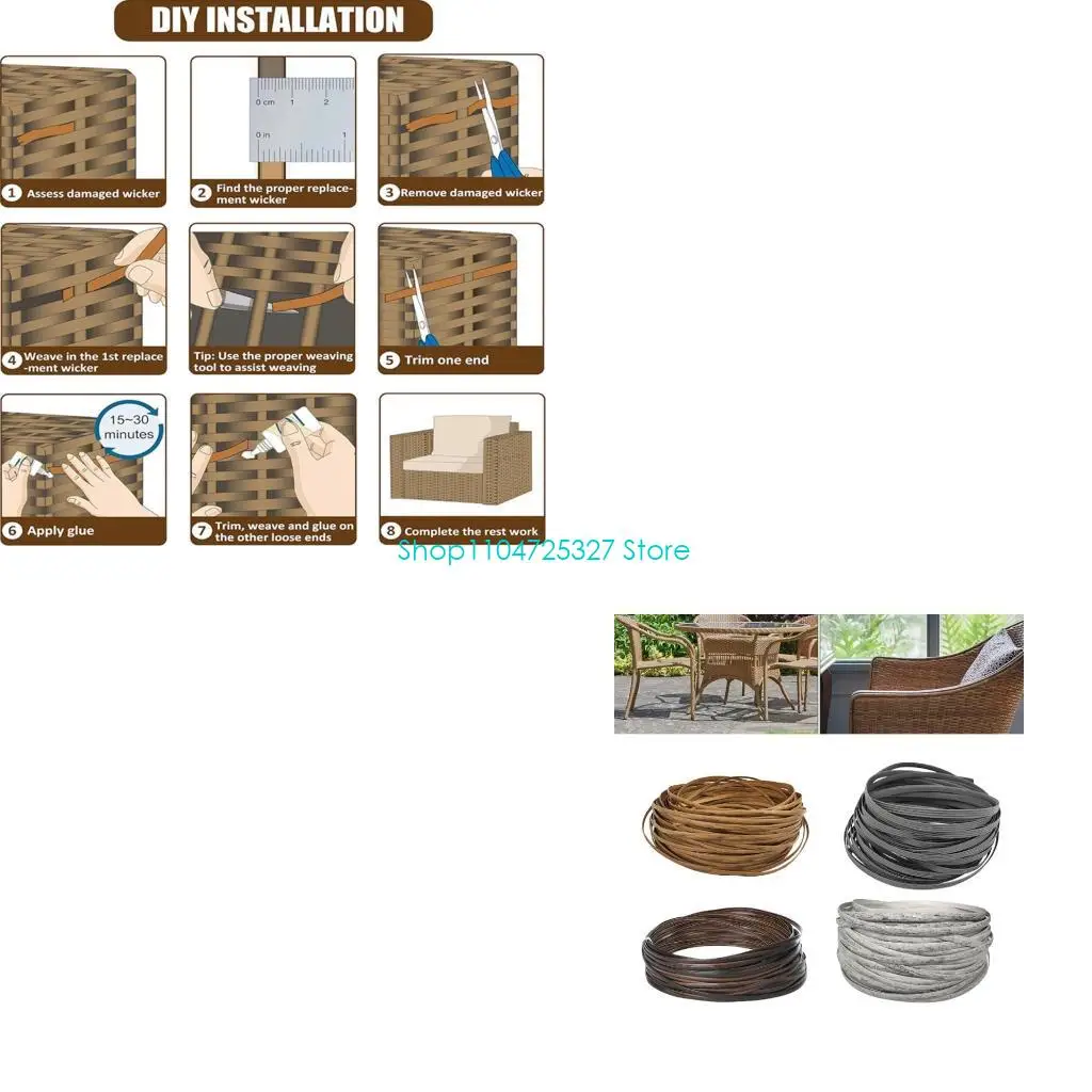 D8KF Plastic Rattan Furniture Restoration 120 Feet Length Wicker Chair Table Repair Tool for DIY Projects Friendly