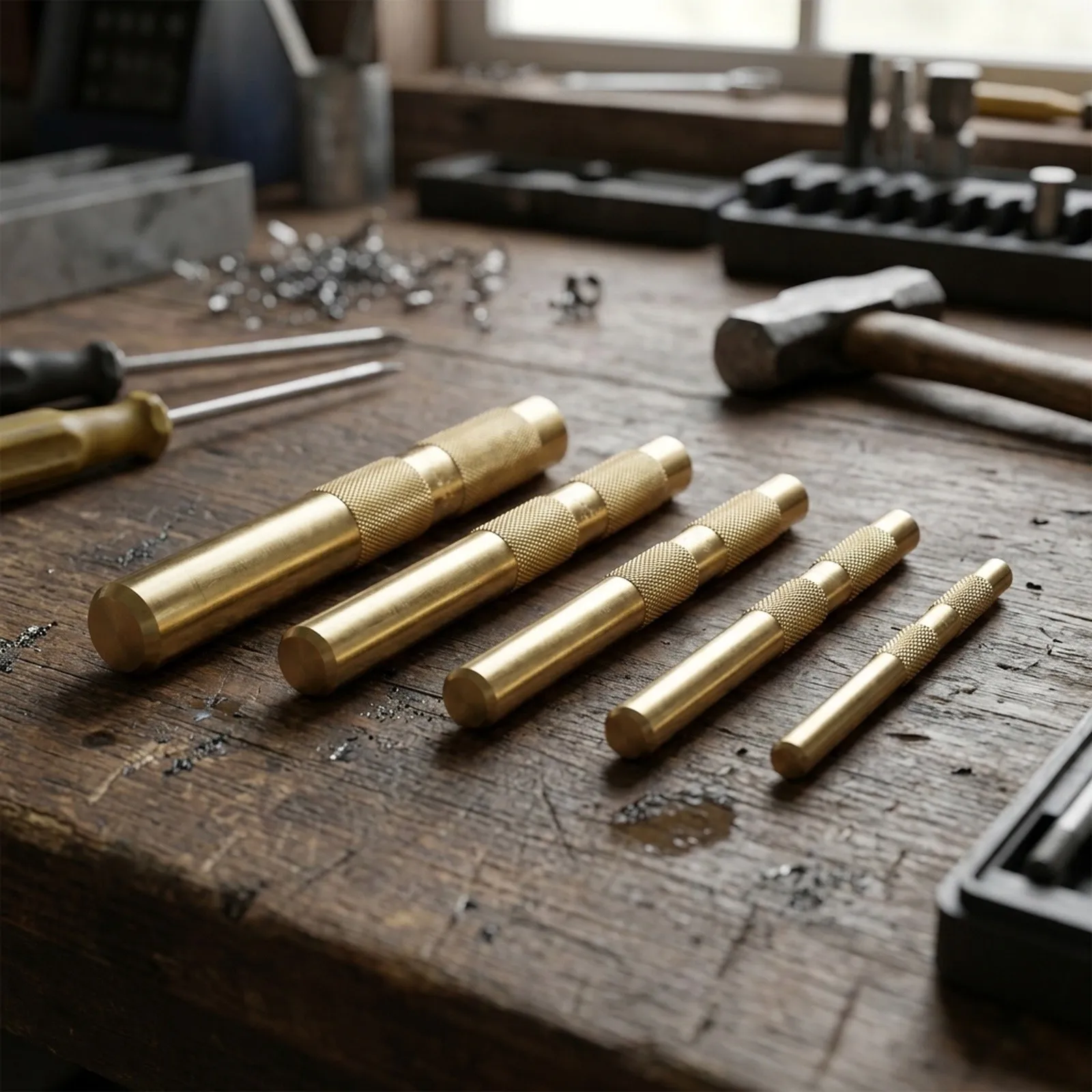 Brass Punch Set Brass for drift Punch Set Auto Repair Tasks 5 Sizes Of Punches Designed For Auto Repair Effective Force Transfer
