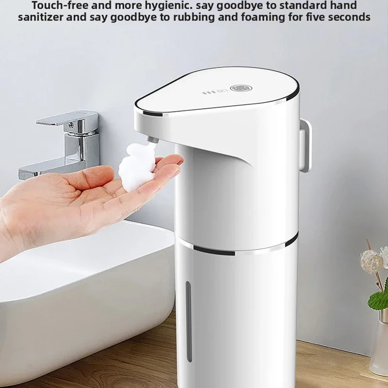 Automatic soap dispenser, non-touch foam soap dispenser, rechargeable electric four-stage adjustable foam soap dispenser