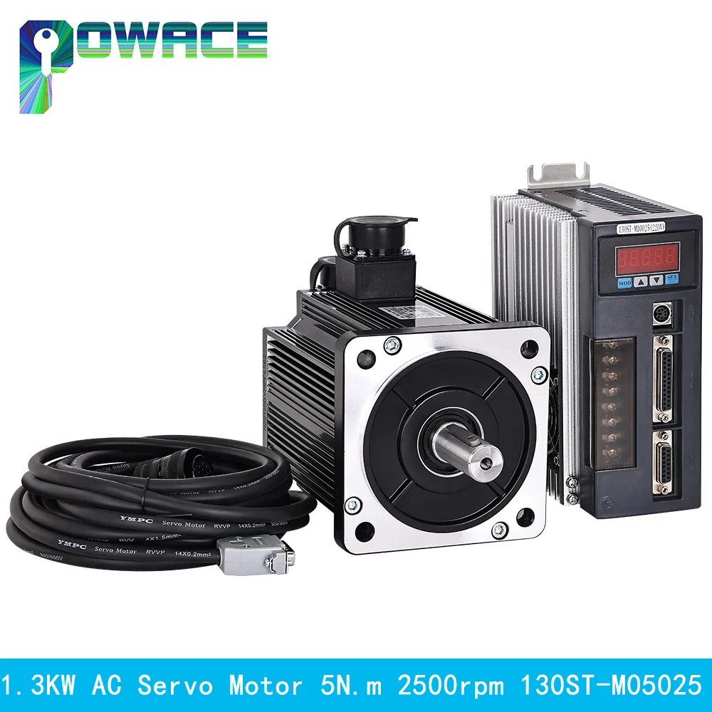 1.3KW 1300W AC Servo Motor 2500RPM 5N.m CNC Set Controller Kit + 3M Encoder Cable With Brake Or Not