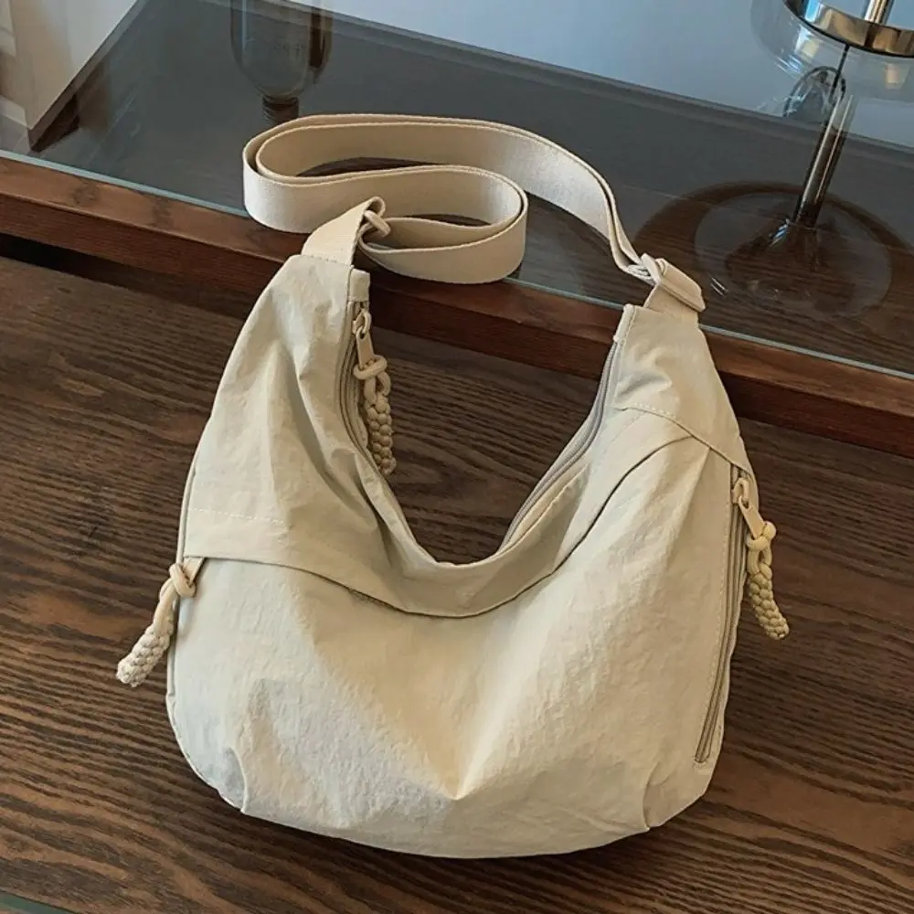 

Промытая женская сумка через плечо большой вместимости, повседневная однотонная сумка-мессенджер, корейская нейлоновая сумка для пельменей, дорожная сумка