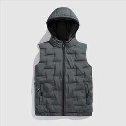 2024 Autumn Winter New White Duck Down Hooded Vests Men Lightweight Windproof Casual Outdoor Ultra Light Male Padded Waistcoats