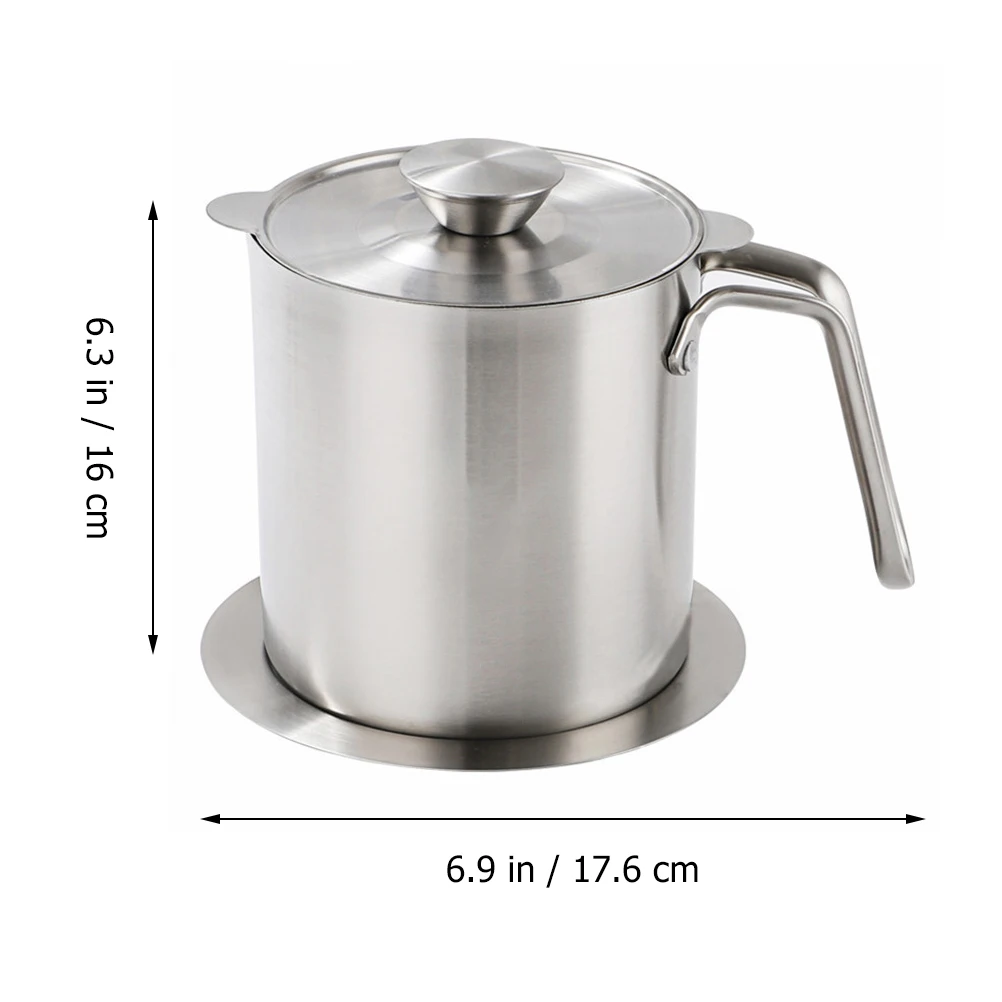 

1pc Large Capacity Dispenser Stainless Steel Grease Can Anti-Scald Handle Dustproof Lid Oil Storage Can Kitchen Gadgets Gravy