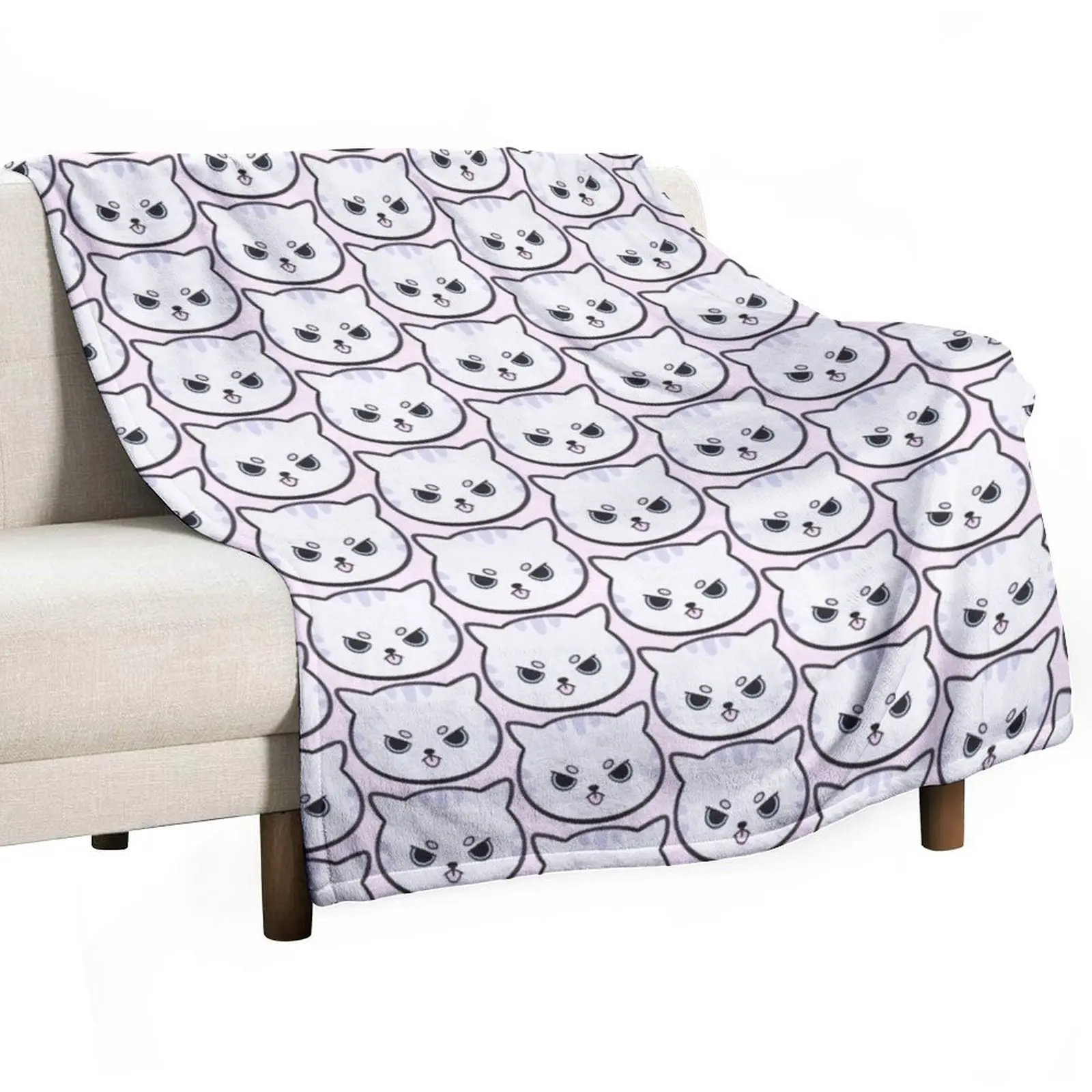 Grumpy Monday Kitty Nikury Throw Blanket Cute Plaid Retros Blankets