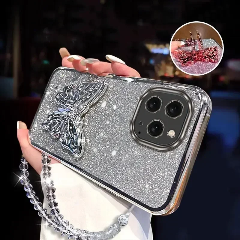 16ProMax Chapeamento suporte cordão Capa de telefone para iPhone 17 17ProMax 17Pro 11 7 8 7Plus 8Plus 17 SE2 SE3 Capa