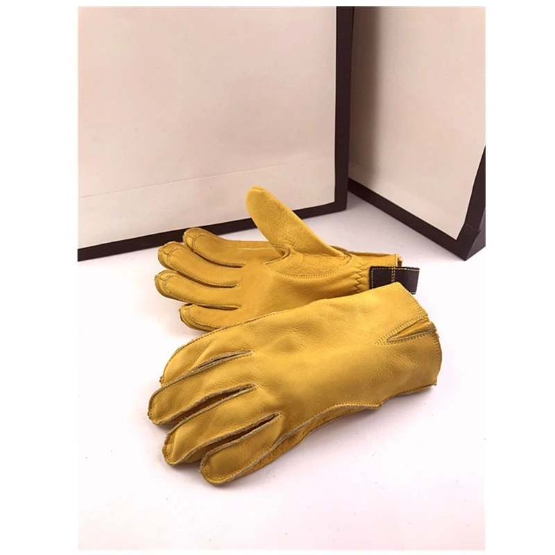 

2025 Men's genuine leather motorcycle off-road riding vintage top grain leather motorcycle gloves with curved fingers