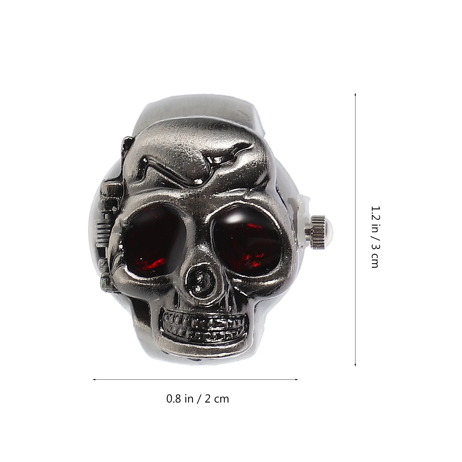 2Pcs Finger Ring Watch with Clear Dial Display Punk Skull Cover Design Fashion Accessory Suitable for All Finger Sizes