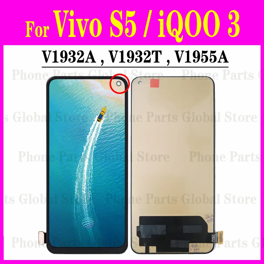 TFT LCD For Vivo IQOO 3 5G V1955A LCD S5 LCD Display V1932A V1932T