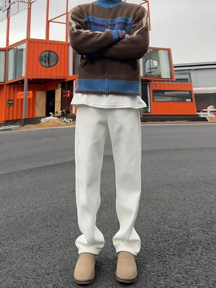 

Мужские джинсы Cleanfit белого цвета, прямые, свободного кроя, с широкими штанинами, повседневные, весна-осень, с высокой талией, деним, молодежный стиль