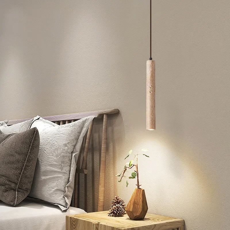 TechHPModern Cylindrical ShapeTravertine Led Pendant LampStudy Homestay Bedroom Bedside Atmosphere