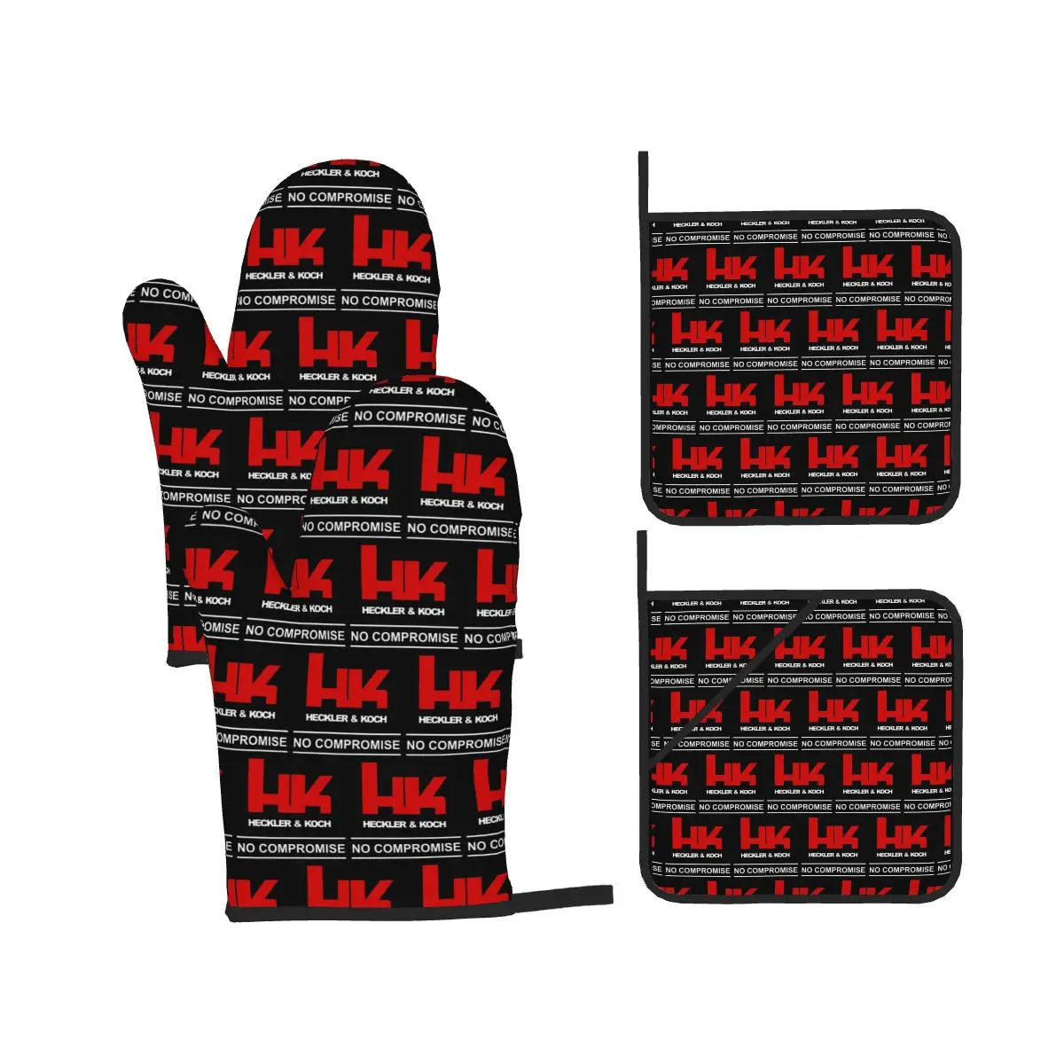 Heckler Koch Hk Mg4 Gun Pistol Riffle Military Army Oven Mitts and Pot Holder for Baking Cooking BBQ Resistant Non-Slip Gloves