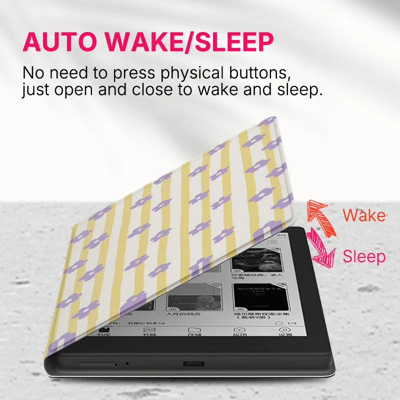 Etui Magnetyczne Murmelo do Boox Go6 Gen2 Poke7 Poke6 Poke5 Bezramkowe z Funkcją Automatycznego Usypiania i Wybudzania, Wzór Świeżych Kwiatów — zdjęcie produktu 3