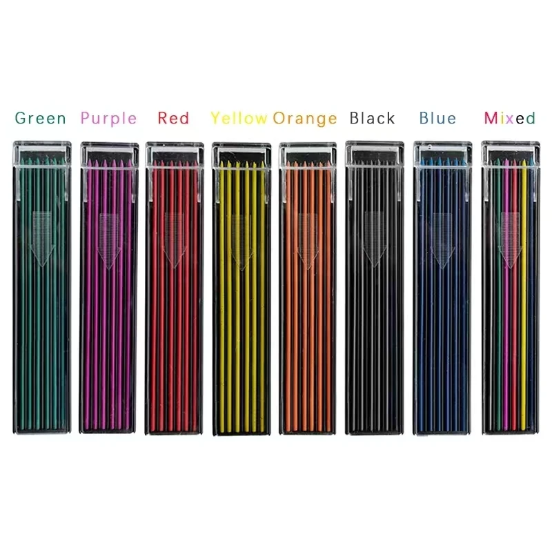 2.0mm Colors Mechanical Pencil Refill 2B Erasable Colorful Leads Art Painting Drawing Tools Students Stationery 12 Roots/Box