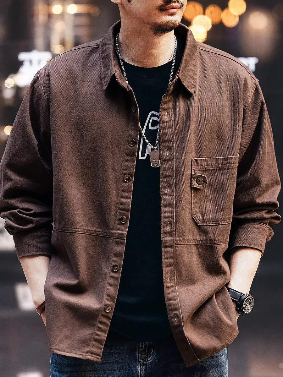 

Retro American Workwear irt Men's Autumn New Trend Loose Casual Versatile Ame Jaet Men's Outerwear Breathable Long Sve