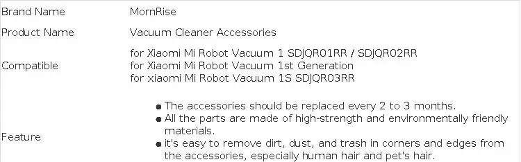 For Xiaomi Mi Robot Vacuum 1 1st SDJQR02RR / SDJQR01RR / Mijia 1S SDJQR03RR Accessories Spare Parts Brush Filter Mop Cloth