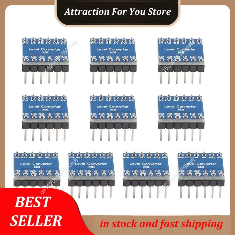 Hot Selling 10Pcs 4 Channel IIC I2C Logic Level Converter Bi-Directional Module 3.3V To 5V Shifter For Arduino (Pack Of 10)