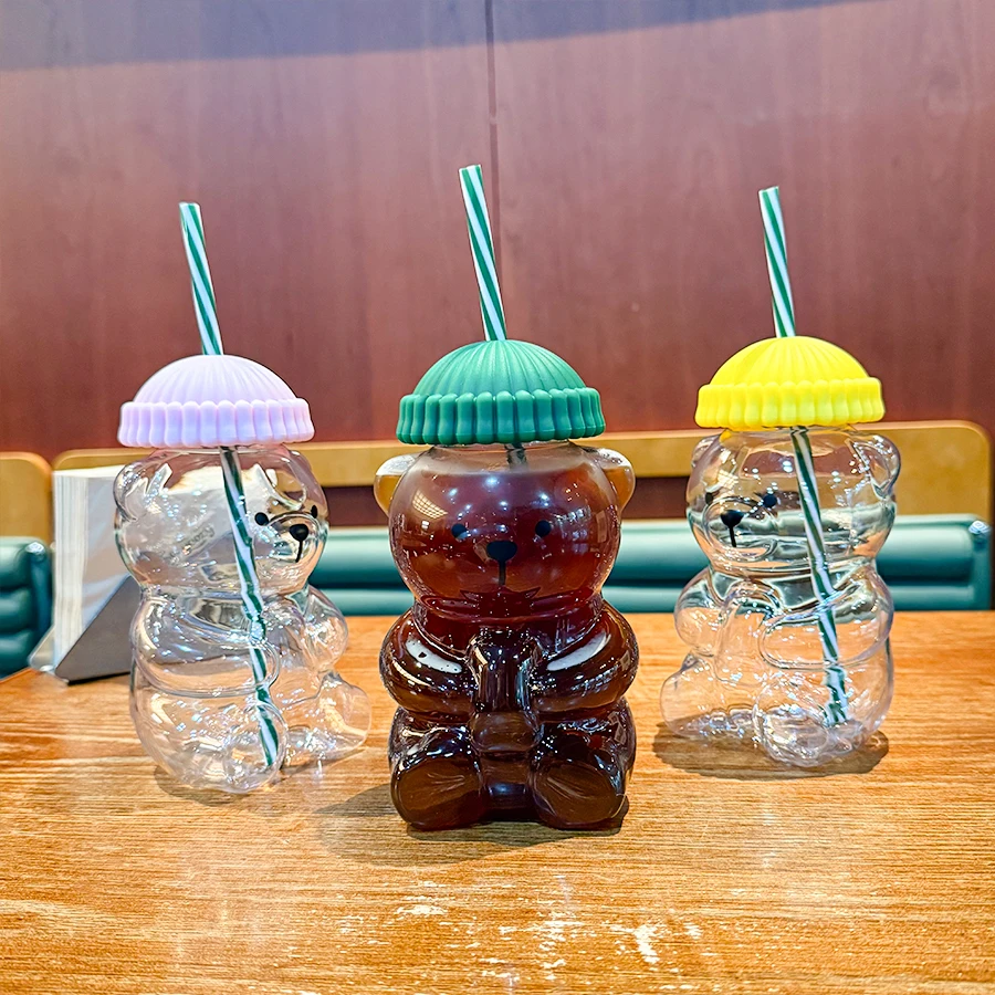 Nuevo vaso de paja de oso de 20oz, vaso de plástico para cócteles de vino, cerveza y café, artículos para beber para fiestas de oficina, regalo de cumpleaños y Navidad