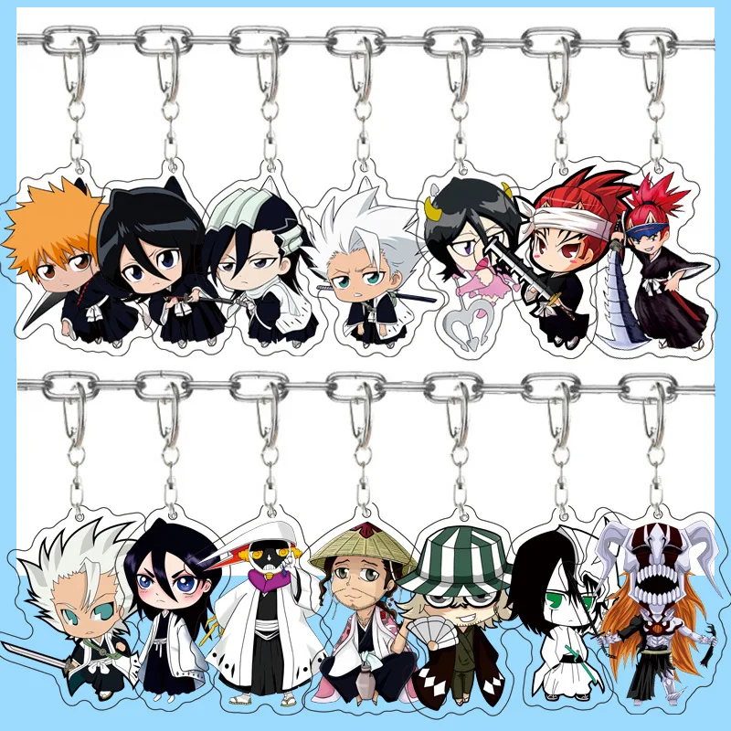 

Bleach Kurosaki Ichigo Kuchiki Rukia Anime Acrylic Cartoon Figure Keychain Pendant Car Bag Charms Key Ring Friends Jewelry Gift