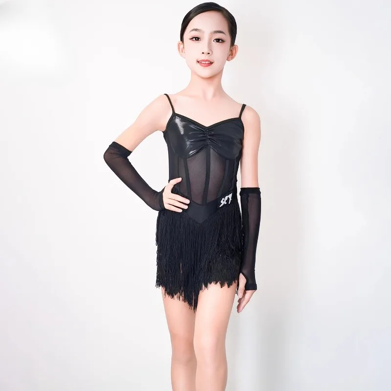 Girls Latin dance costumes practice clothes tassel dresses new summer childrens sets stage performance costumes Social dance