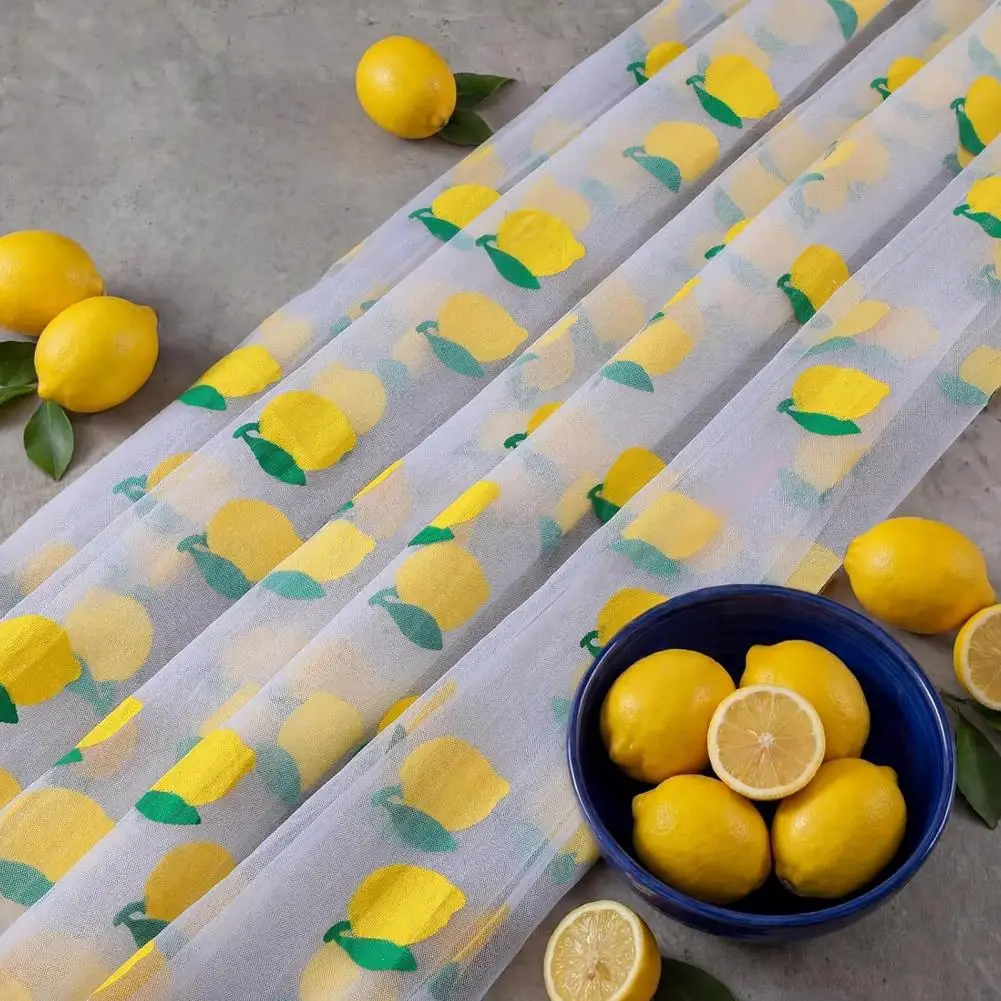 Summer Table Overlay Strawberry Table Runner Sheer Tulle Table Runner with Strawberry Cherry Pattern Summer Fruit Overlay