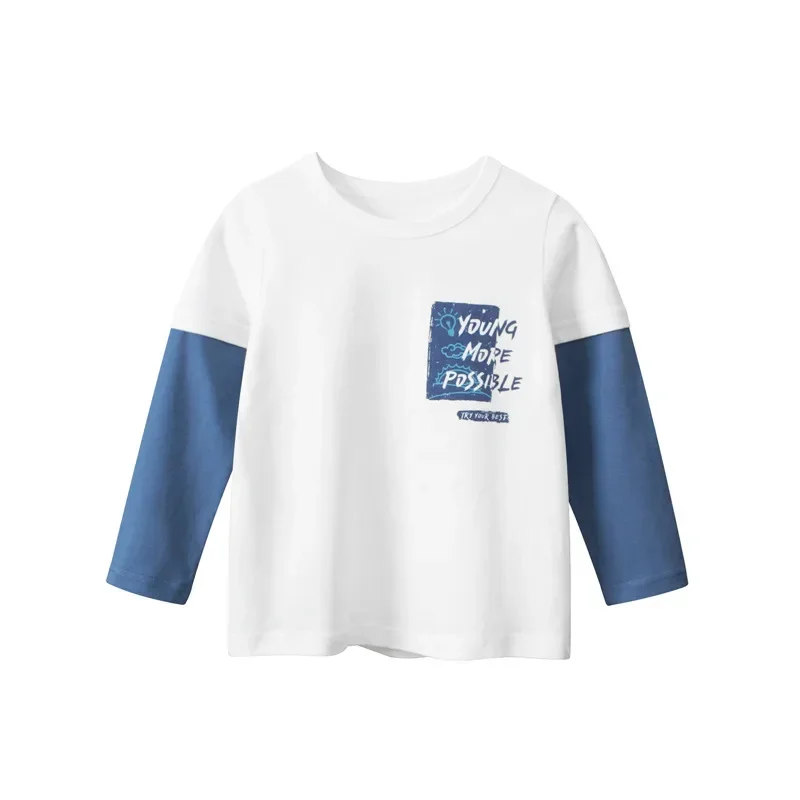 2024 Autumn New Letter T Shirt Boys Children\'s Fashion Long Sleeve Cotton Tops Tee Shirt Kids Clothes Boy 2-9Y Dropshipping