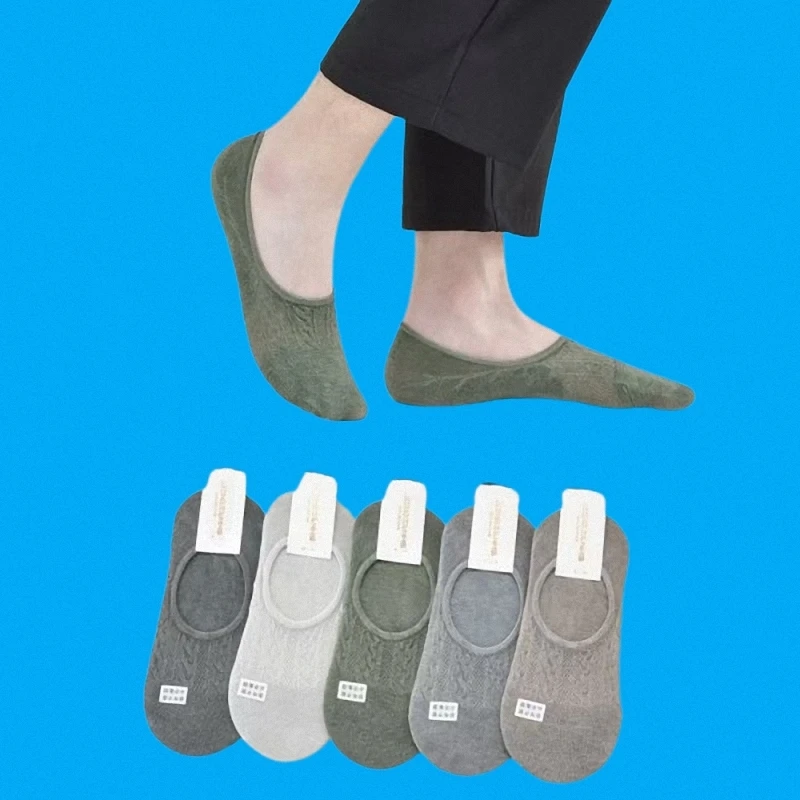 Calcetines náuticos de algodón, medias de silicona antideslizantes, transpirables y finas, Color sólido, absorbentes del sudor, novedad de verano, 5/10 pares