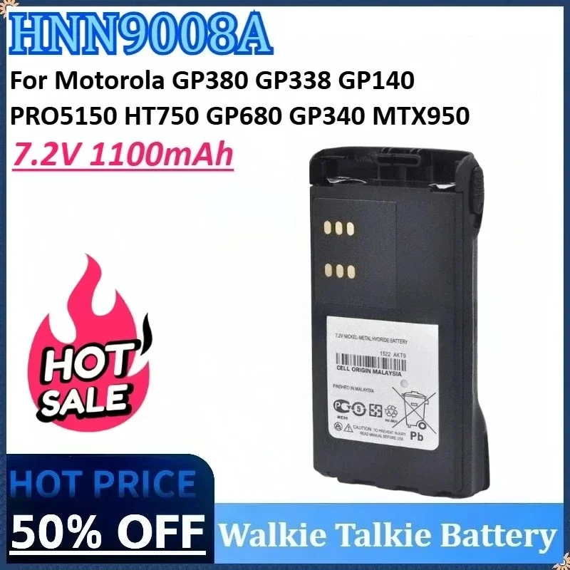 

New HNN9008A 7.2V 1100mAh Walkie Talkies Battery for Motorola GP380 GP338 GP140 GP680 GP340 MTX950 PRO5150 HT750 Radio Battery