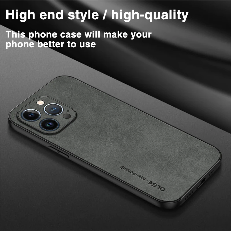 

Sheepskin Leather Case for iPhone Camera Protection Shockproof Back Cover 13 15 14 12 11 Pro Max