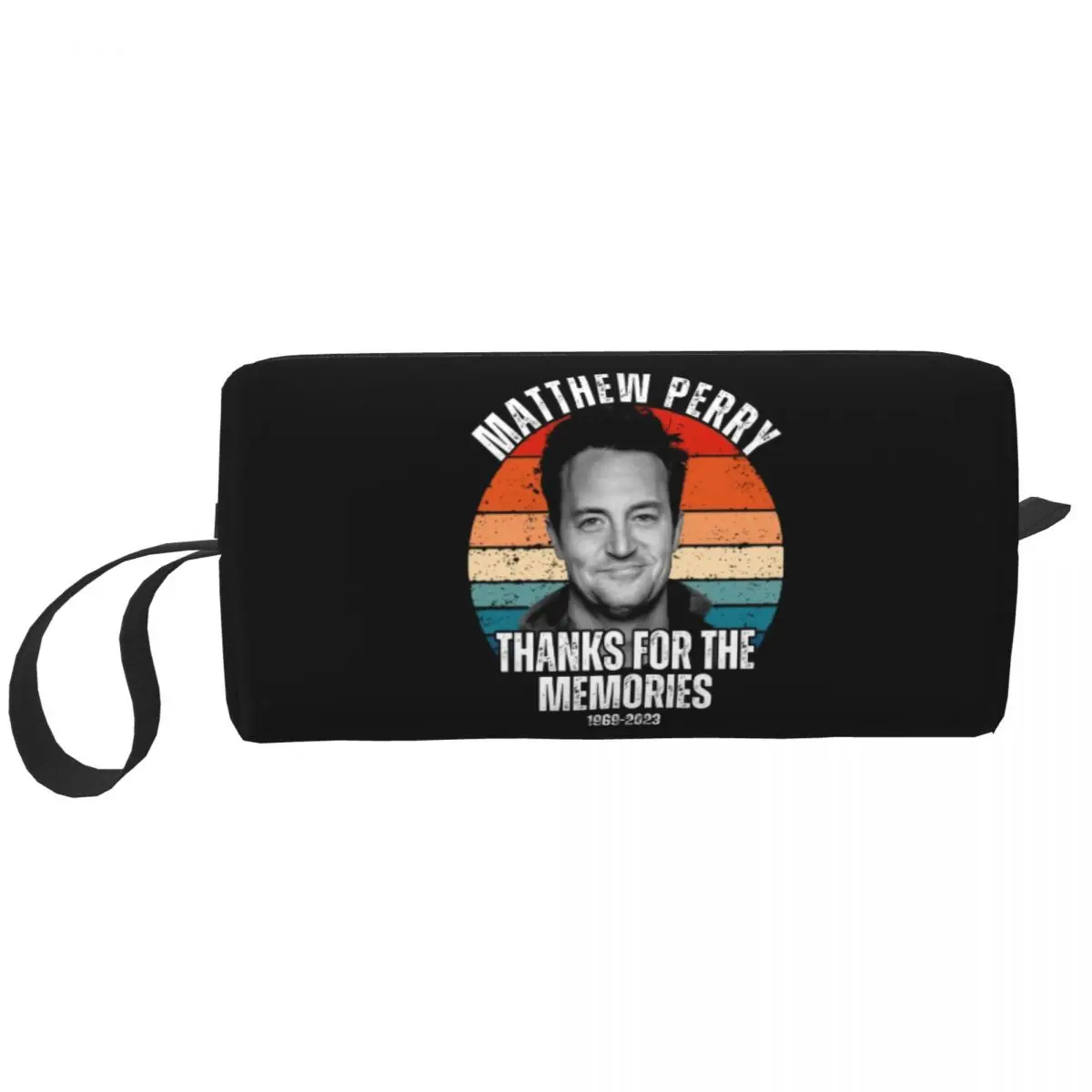 Matthew Perry Chandler Bing Memoriam Makeup Bag Pouch Zipper Cosmetic Bag Toiletry Bag Organizer Storage Purse Large Capacity