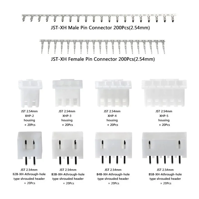 560Pcs Pin2.54 2/3/4/5Pin Male Female Wire Jumper Connector Adapter Plug Assorted Kit Box