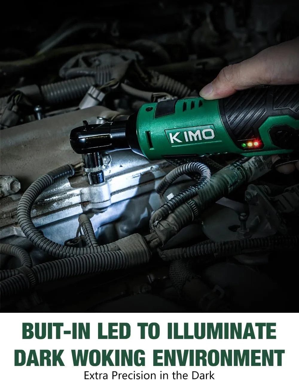 40ft-lbs draadloze elektrische ratelsleutelset, 400 RPM, 12 V met snellader, 7 stopcontacten en adapter