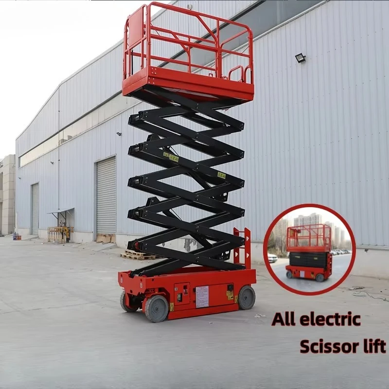 Fully Self-driving Scissor Electric Lifts 4-16m Aerial Lift Work Platform Mobile Scissor Lift Car Hydraulic for Warehouse