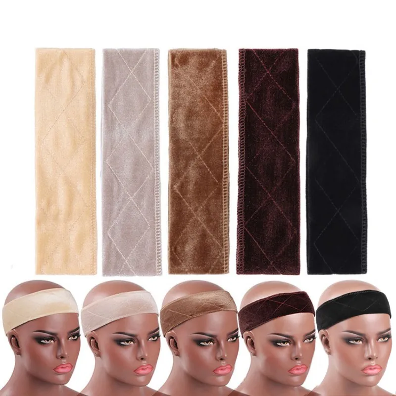 5Pcs Velvet Headband for Women Lace Wig Grips Non-slip Wig Band Accessories Grip Scarf Headband Adjustable Hair Wigs Wholesale