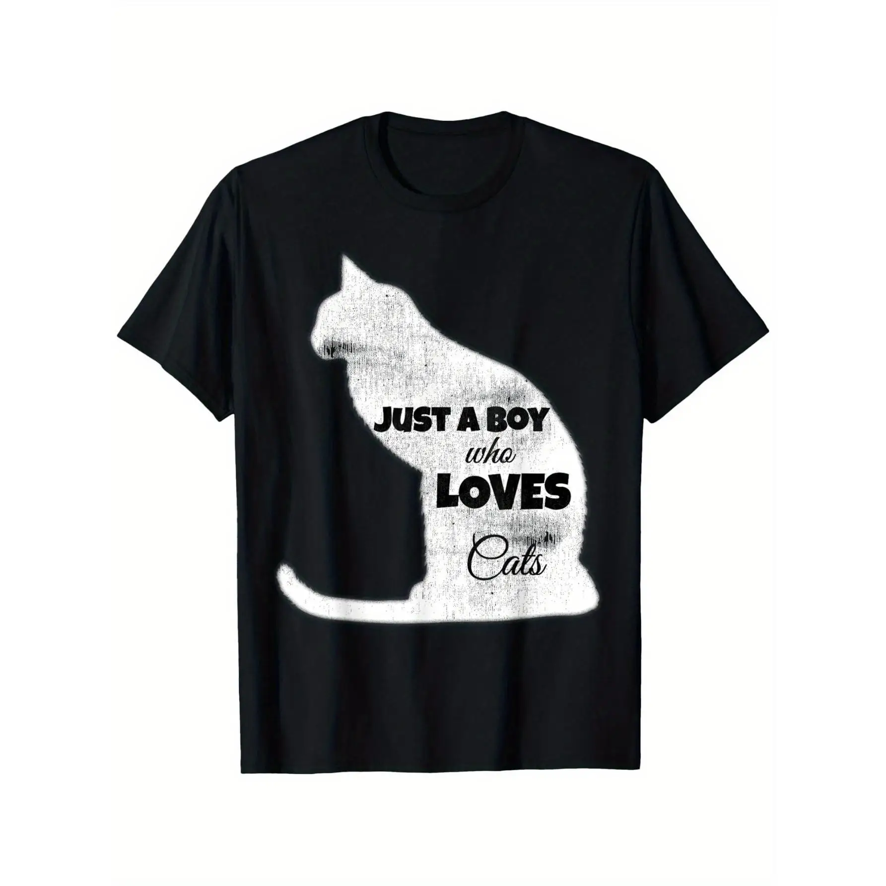 

Just A Boy Who Loves Cats Graphic T-Shirt - Men's & Women's Casual Crew Neck Tee, Soft Everyday Shirt for Cat Lovers