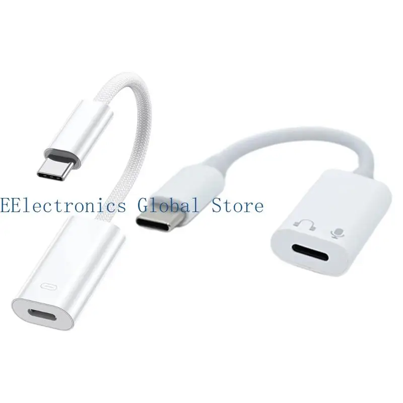 462B USB C to 8Pin Sound Adapters With Builts In Mics for 15 16 17 Seamless Calls And High Fidelities Sound