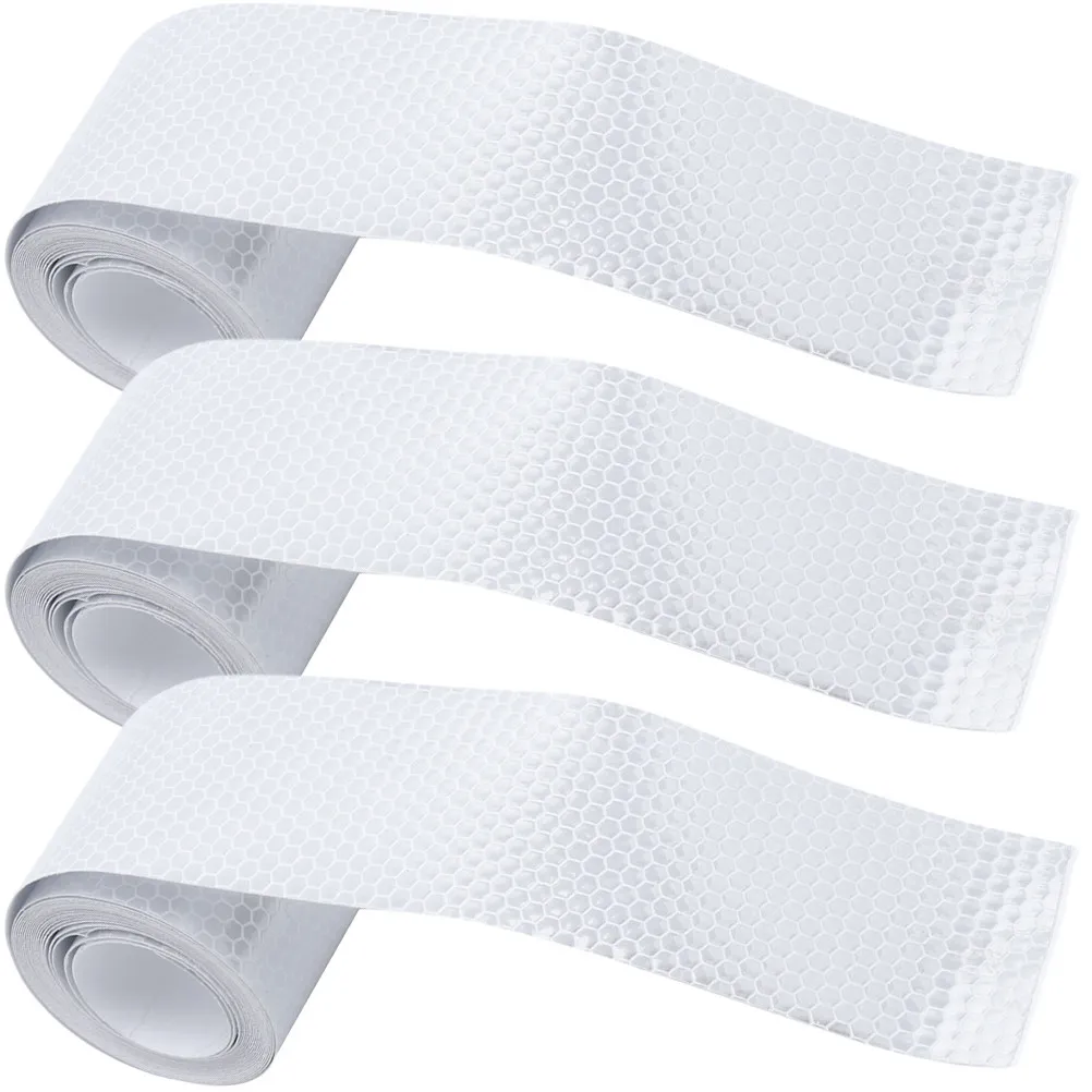 

3 Rolls Reflective Warning Tape Strong Adhesive High Contrast Reflective Sticker for Trucks Cars Bikes Road Safety Fences