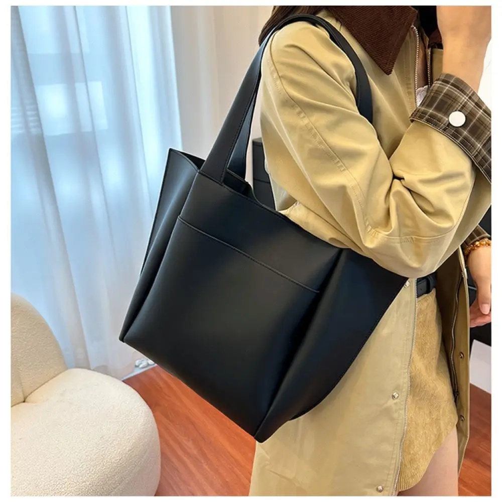 Durable Women Handbag Large Capacity Tote Bag Minimalist PU Leather Shoulder Bag Daily Fashion Casual Work Purse