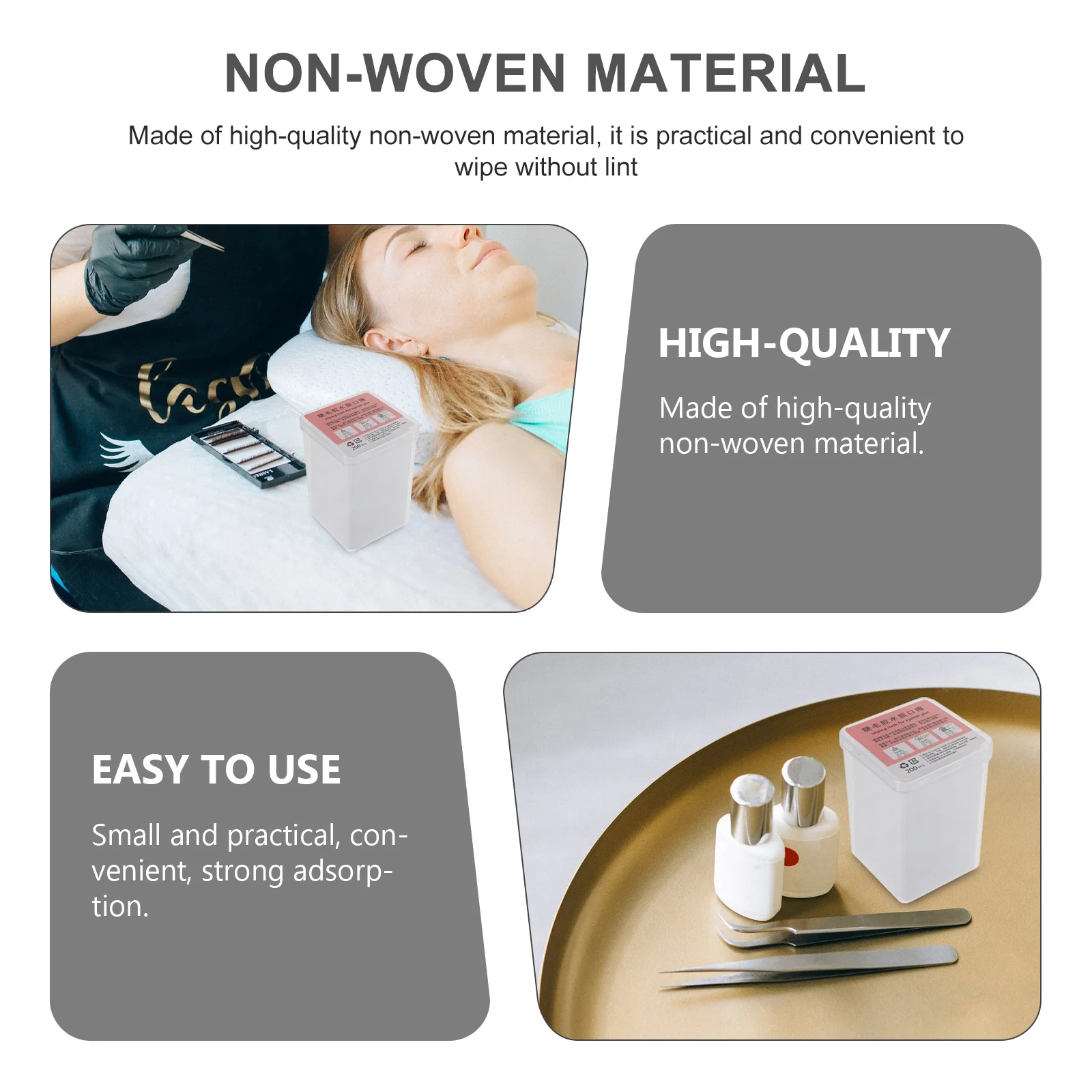 2Pcs Eyelash Glue Removing Pads Premium Non Woven Fabric Cleaning Wipes Salon Glue Bottle Residue Remover Eyelash Extension