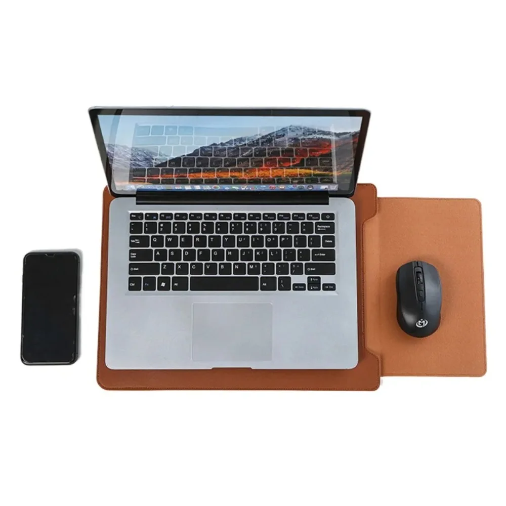 Portable Leather Laptop Sleeve Case Bag for Macbook Air 12 13 14 15 16 Inch M5 M4 M3 M2 Chip Mac Book Pro Adjustable Stand Cover