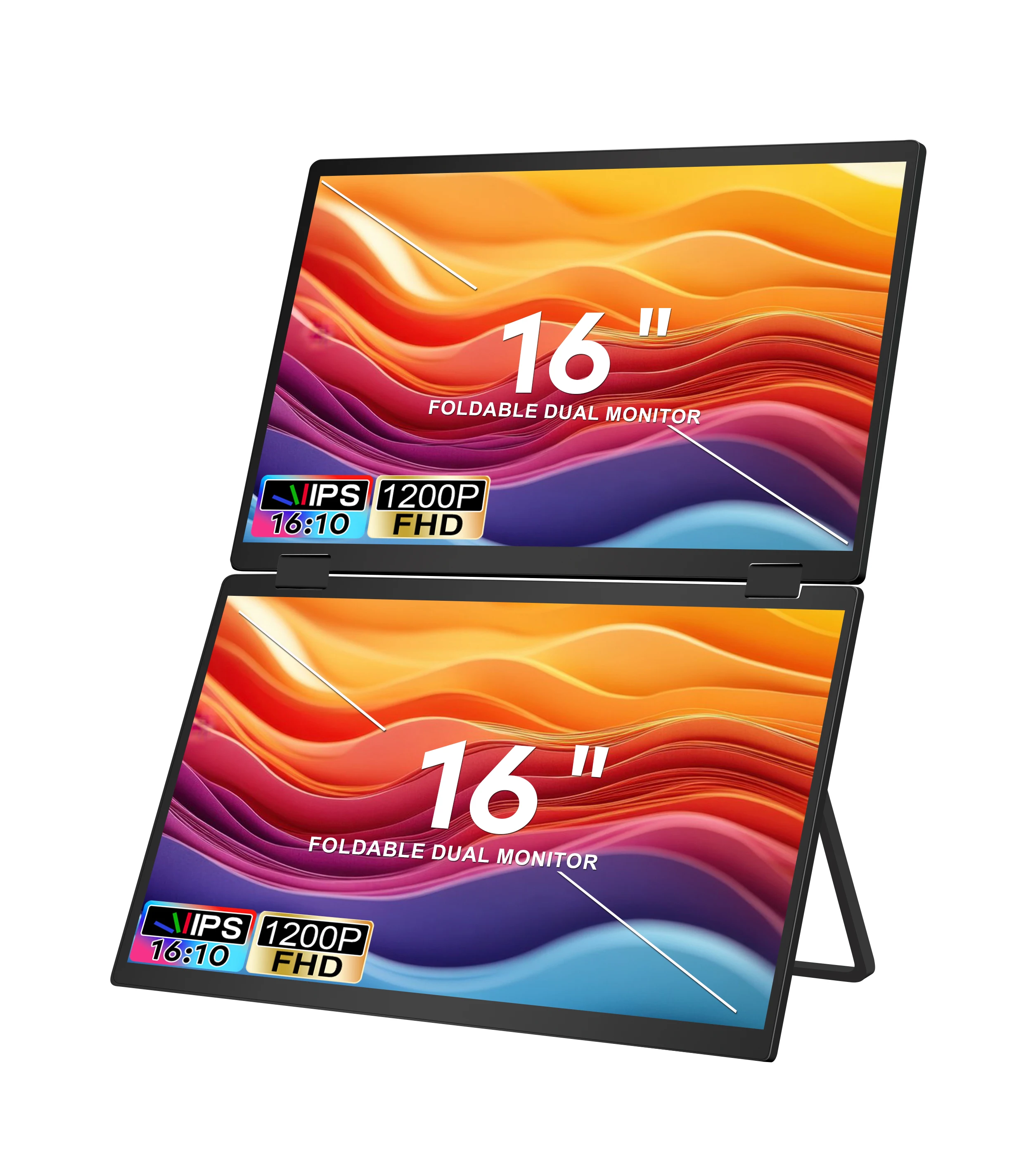 CE/FCC/ROHS Certified 16 Inch C Portable Monitor Dual Screen LCD Display High Resolution IPS Panel Built-in Speaker Business