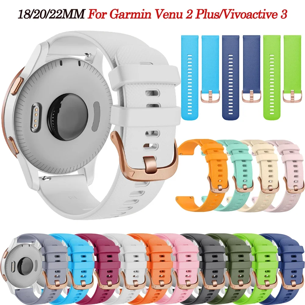 18/20/22mm Smartwatch For Garmin Venu 2S/Vivoactive 4 3 3S 4S Band Silicone Bracelet for Venu2 Plus/255S 255 745 55 Strap Correa