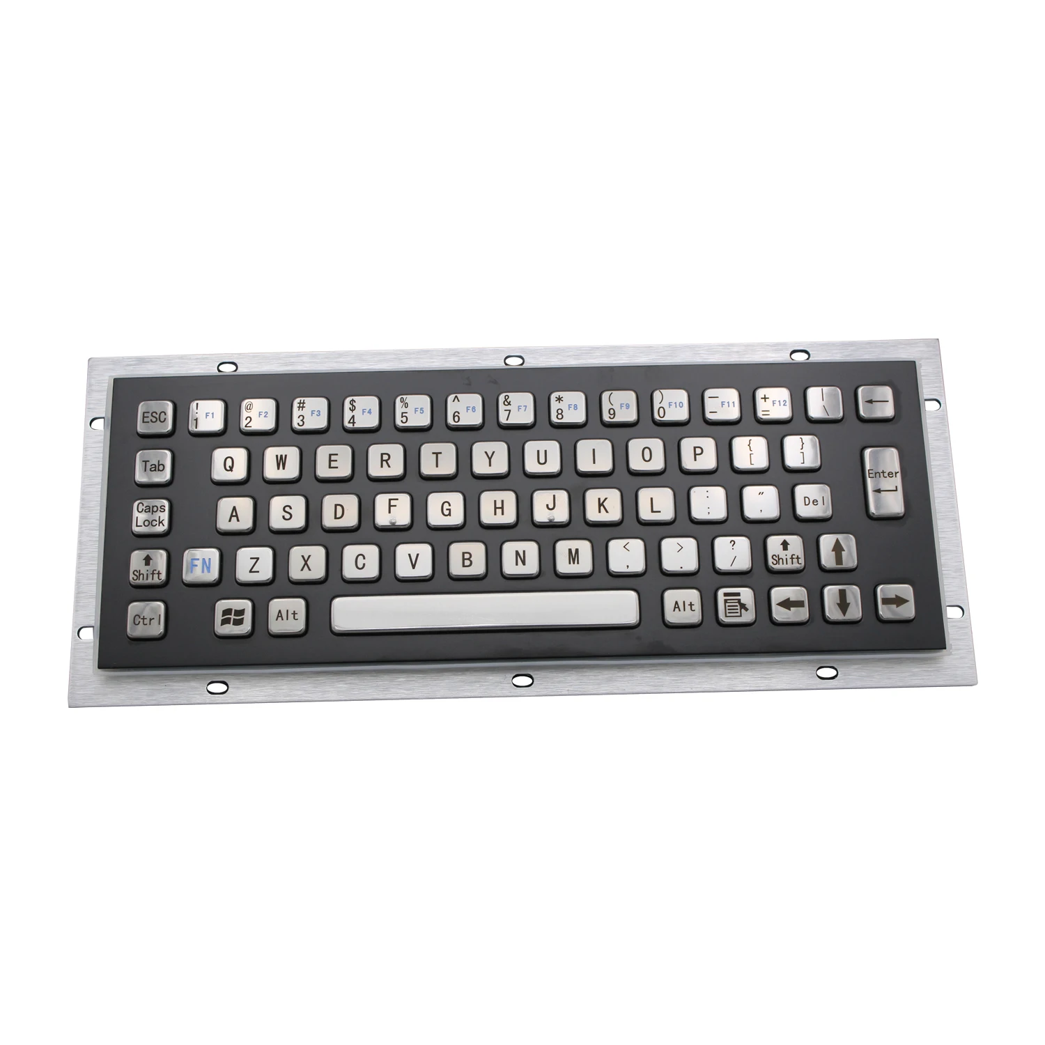 

65 Keys Vandal Proof Panel Mount Industrial Keyboard With Black Panel and Sliver Button For Kiosk