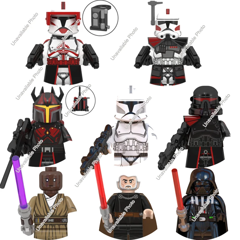 Mainan laris Star Wars mainan figur Star Wars komandan fox Darth Vader Boba Fett Hitung Dooku Block mainan figur Robot Mini boneka rakitan bata