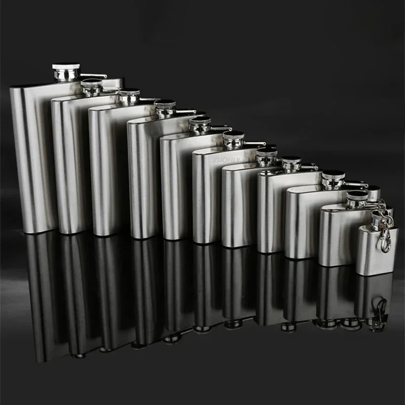 1-18 Oz Stainless Steel Hip Flask with Funnel Pocket Hip Flask Alcohol Whiskey Hip Flask Screw Cap Portable Drinkware Barware
