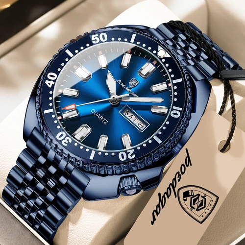 Imagen 2 del producto Reloj POEDAGAR para Hombre de Negocios, con Fecha, Semana, Resistente al Agua, Luminoso, Moderno, de Acero Inoxidable, Casual, de Cuarzo