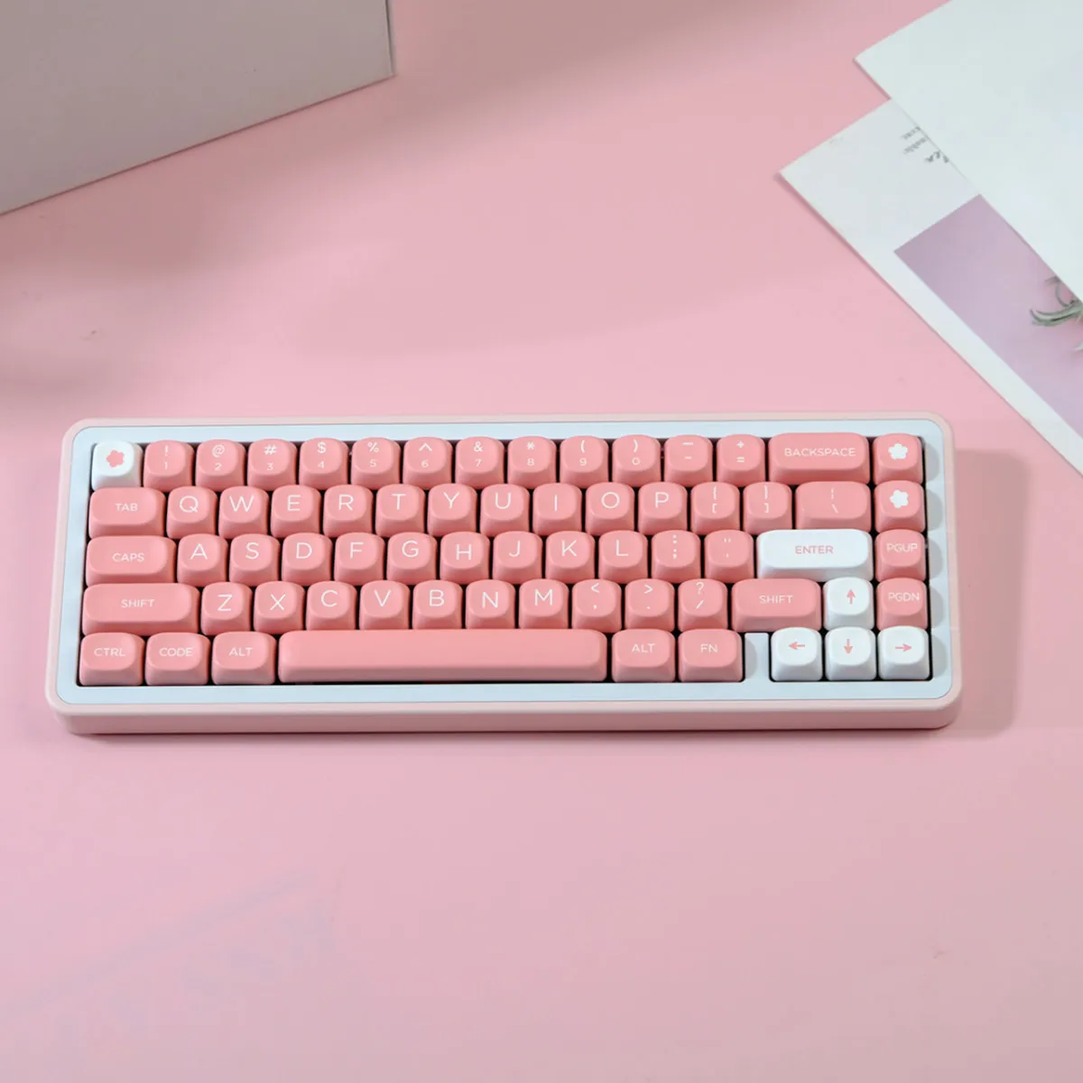 PBT Material 126 Keys MOA Profile Peach Blossom Dye Sublimation Keycaps Set For MX Switches GK75 GK96 Keyboard Keycaps