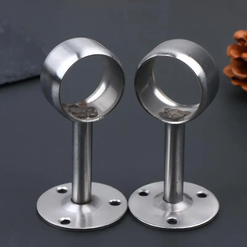 2Pcs Stainless-Steel Flange Rod Holder 19/22/25MM Ceiling Mount Curtain Rod Bracket Shower Curtain Rod Holder Pipe Flange Socket view 5
